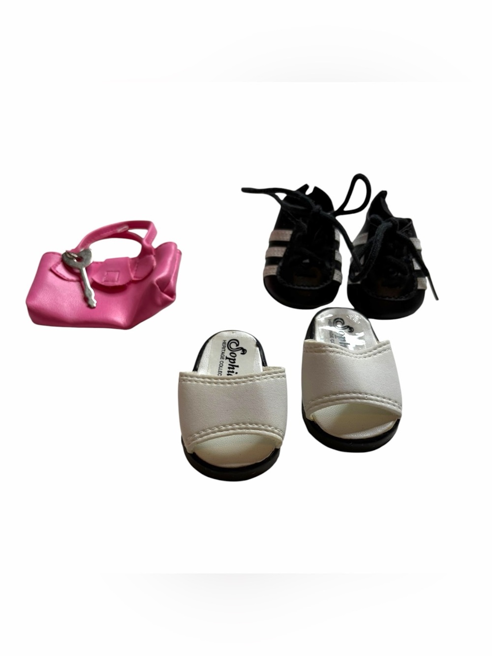 2 Pairs Sophia's Doll Shoes & Pink Bag, Fits 18" American Girl Dolls, White Sand